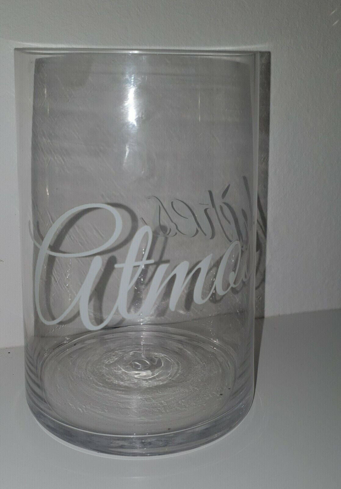 Blumenvase Glasvase Landhaus Vintage Shabby Schriftzug "Atmospheres"