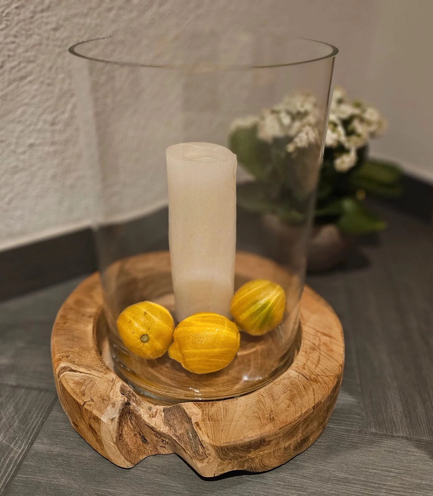 Glasvase auf Holzscheibe aus 2 Teilen BK TrendDesign