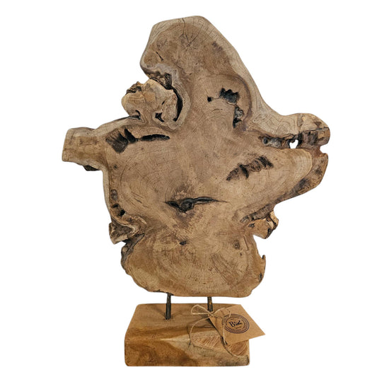 Ornament Baumscheibe auf Holzsockel Holz Skulptur Naturprodukt unbehandelt