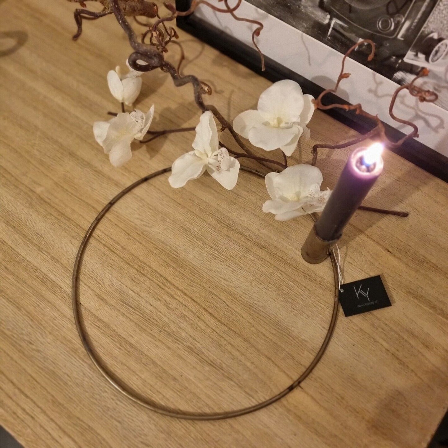 Kerzenleuchter Kerzenhalter Messing Ring Finish schwarz Industrial Minimalismus