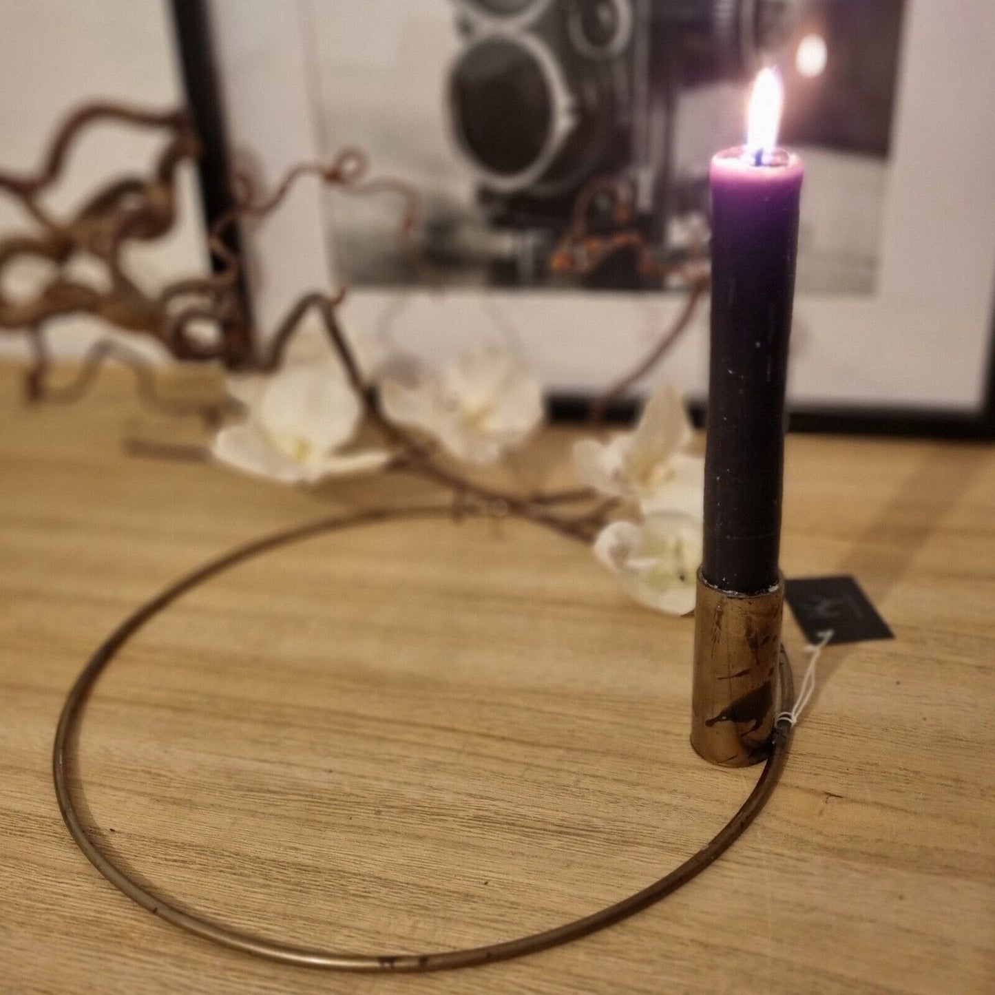 Kerzenleuchter Kerzenhalter Messing Ring Finish schwarz Industrial Minimalismus