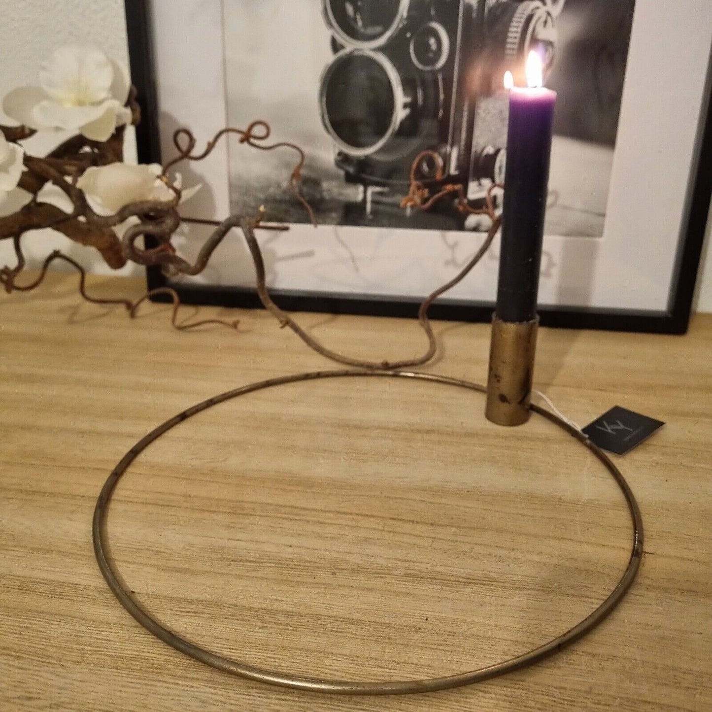 Kerzenleuchter Kerzenhalter Messing Ring Finish schwarz Industrial Minimalismus